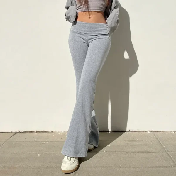 Casual Sexy Basic Solid Flare Pants Y2K Slim Low-Waisted Boot Cut Pants Women 2024 Autumn Spring Fashion Streetwear Lady - Imagen 2
