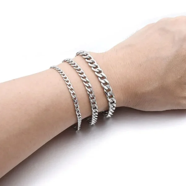 Fashion Stainless Steel Men Curb Cuban Chain Bracelets Women Bracelet on Hand for Couple Unisex Wrist Hand Jewelry - Imagen 5