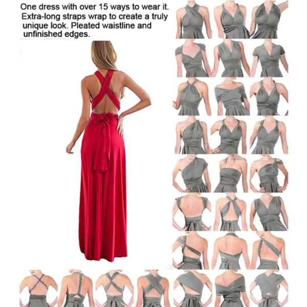 Sexy Women Multiway Wrap Convertible Boho Maxi Club Red Dress Bandage Long Dress Party Bridesmaids Infinity Robe Longue Femme - Imagen 6