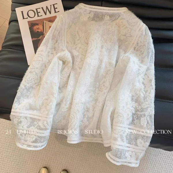 Heavy Industry Lace Hollow Shirt Underwear for Women's Spring New Style Retro Button New Chinese Style Top - Imagen 2