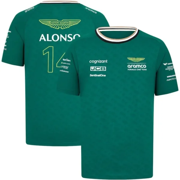 Formula1 Team Racing 2024 New Green Summer Men's Breathable T-Shirt Outdoor Sports Team Casual Short Sleeves T Shirt For Men - Imagen 4