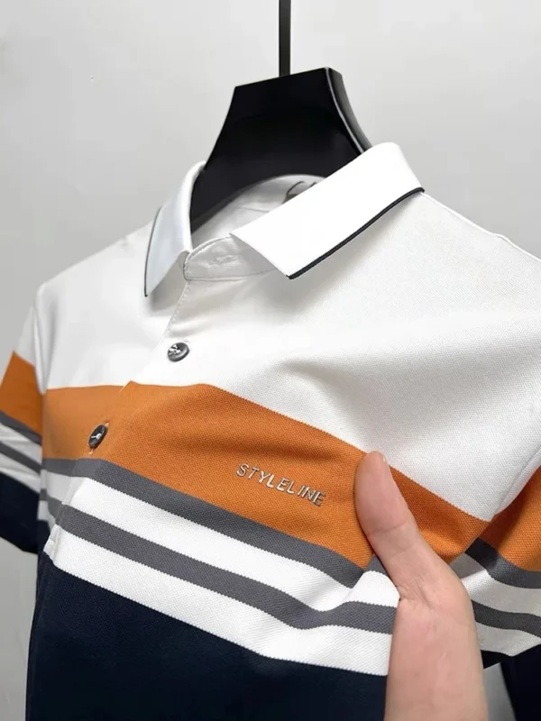 Light Luxury Short sleeve Men's POLO Shirt Summer Fashion Contrast Color Letter Drawing Design Breathable Ice Silk T-shirt - Imagen 3