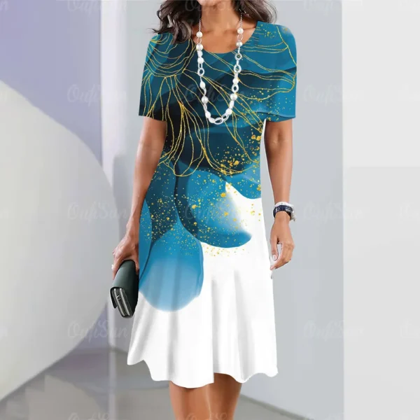 2024 New Women's Dresses Graphic Print Elegant & Beautiful Midi Dresses Plus Size Female Summer One-piece Dress Free Shipping - Imagen 2