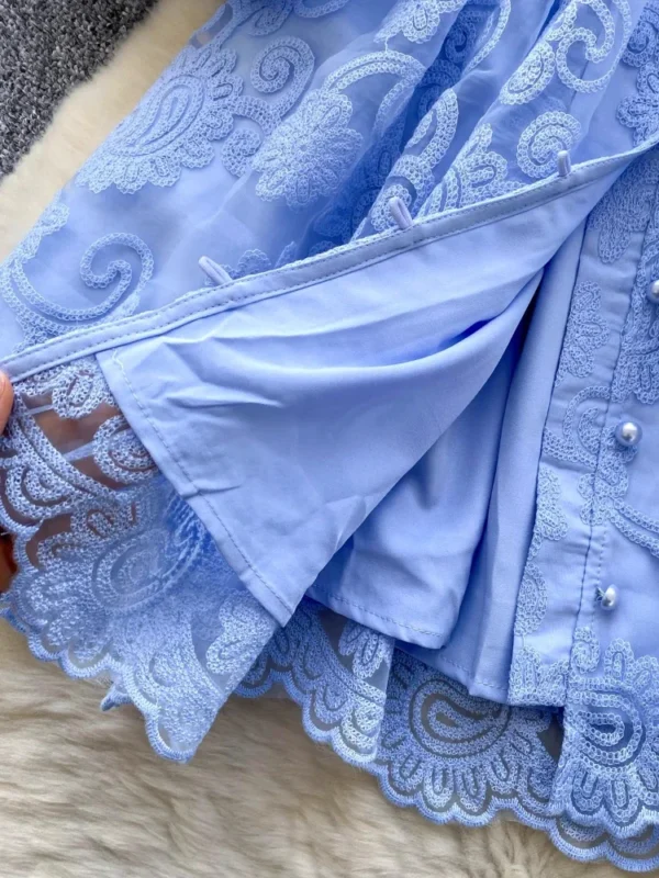 France Elegant Vintage Palace Evening Dress Women Embroidery Sashes Short Party Dress Female Design Casual Holiday Clothing New - Imagen 6