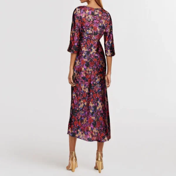 Floral Print Dresses for Women Autumn 2024 Midi Dress Woman Party Long Dresses Women Vintage Female Dress - Imagen 2