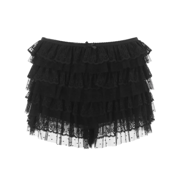 Women Mesh Lace Bloomer Shorts Y2k Layered Ruffle Frilly Booty Shorts Fairy Bowknot Sexy Boy Shorts Panties Party Clubwear - Imagen 6