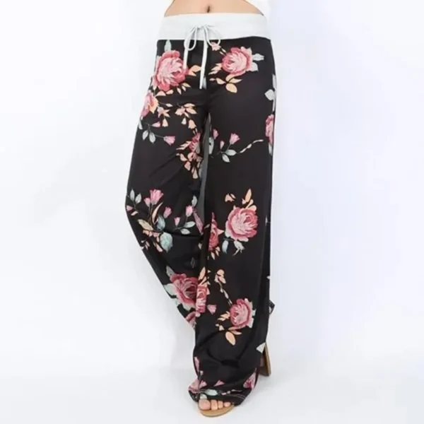 S-8XL Fashion Women Casual Loose Stretch Printing Long Wide Leg Yoga Pants Drawstring Lounge Pants Pajama Pants - Imagen 4