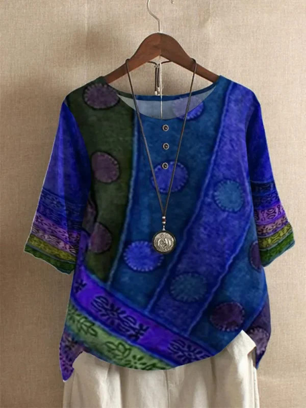Blouse Women's Fashion Loose Digital Printing Casual Top T-shirt Блузка Летняя Женская Shirts For Women Top Damski Bluzka Damska - Imagen 3