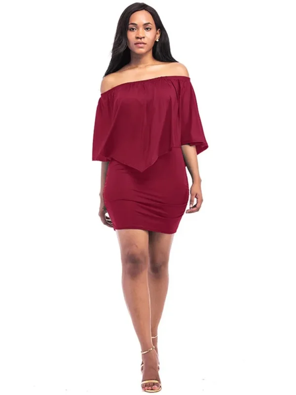 2025 Spring/Summer New Fashion Slash Neck Geometric Irregular Ruffles Wrapped Hips Dresses Casual Elegant Sexy Women Mini Dress - Imagen 6