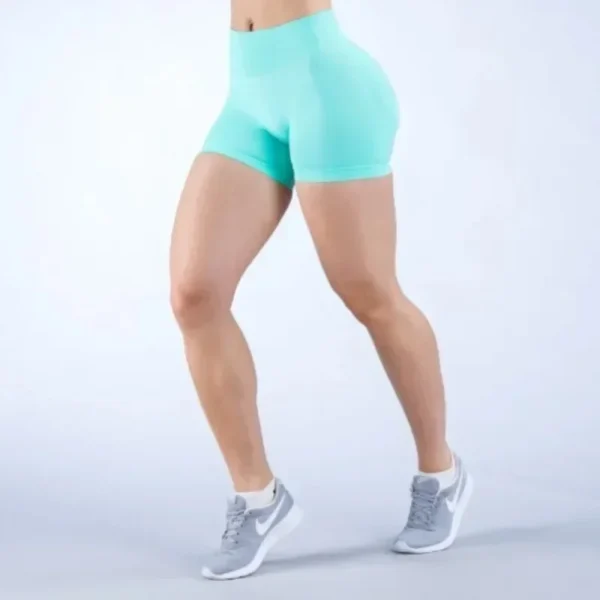 Summer High Waisted Yoga Shorts Women Fashionable and Sexy Running Fitness Pants Solid Color High Elastic Yoga Leggings - Imagen 6