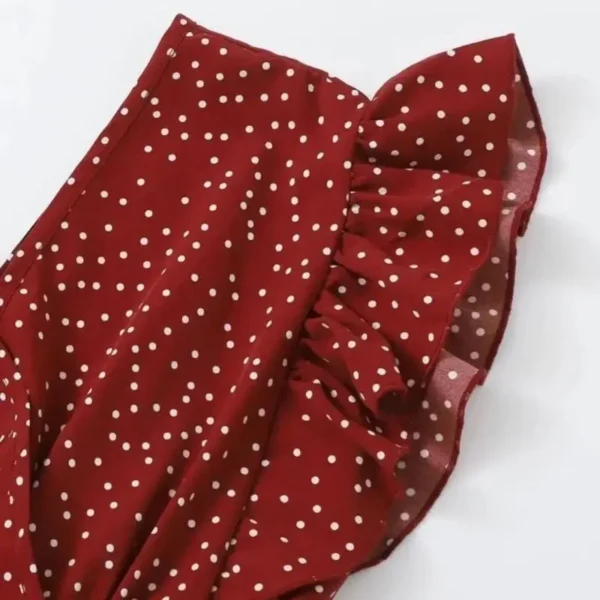 Polka Dot Printing Chiffon Lace Up V-Neck Sexy Chic Flying Sleeve Women's Blouse Shirt Korean Fashion Female Clothing Tops 2024 - Imagen 3