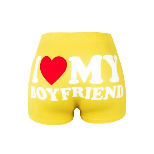 Sexy Shorts Women Summer Clothes Lettering Print I Love My Boyfriend Yoga Shorts Y2k Women Cycling Outdoor Sports Fitness Shorts - Imagen 4