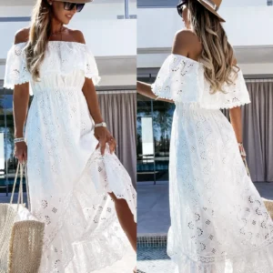 Summer White Dress For Woman 2025 Trendy Casual Beachwear Cover-ups Outfits New Boho Hippie Chic Long Maxi Dresses Elegant Party