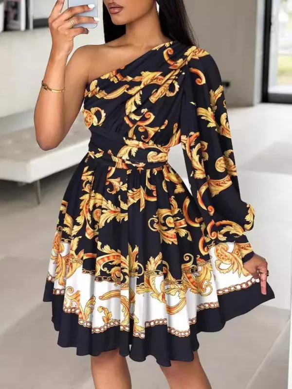 New Boho Print Women Dress Spring Fashion Sexy Off Shoulder Office Elegnat Casual Dresses Female Sweet Party Dress Robe Femme - Imagen 2