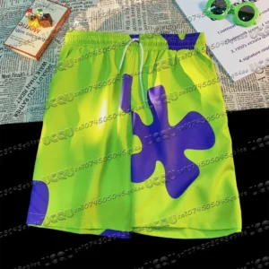 Women's Plus Size Patrick Star Print Sport Shorts Summer Casual Drawstring Waist Shorts Outdoor Men's Running Sportwear Shorts