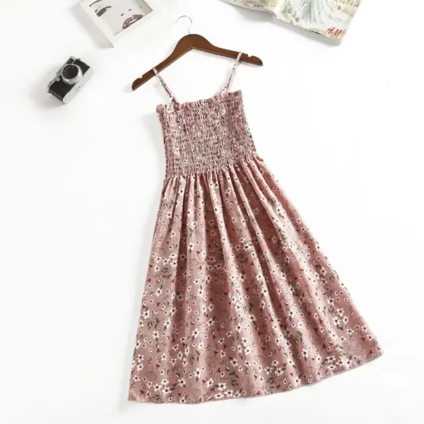 Summer Chiffon Camisole Sleeveless Dress Women Mini Dresses Fashion Elastic Waist Casual Spaghetti Strap Dresses Vestidos Girls - Imagen 2