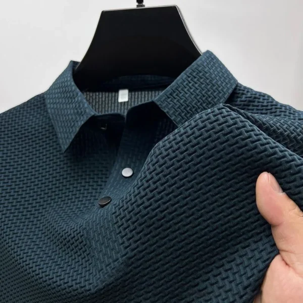 1pcs Summer Men Mesh Ice Silk T-shirt Men's Short-sleeved New T-sleeved Men's Polo Tee Shirt Solid Men Business Fashion Tops - Imagen 2