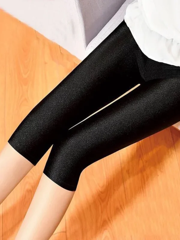 CUHAKCI Fluorescent Color Women Leggings Shiny Leggins Spandex Pants Summer Super Elastic Fitness Capris - Imagen 5