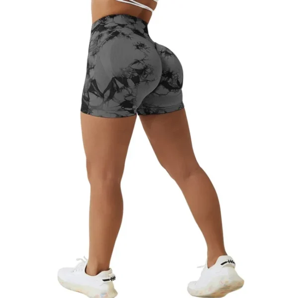 New Tie Dye Yoga Shorts Women Fitness Leggings Seamless Knitted Outdoor Running Sports Tights High Waist Butt Lift Elastic Pants - Imagen 4