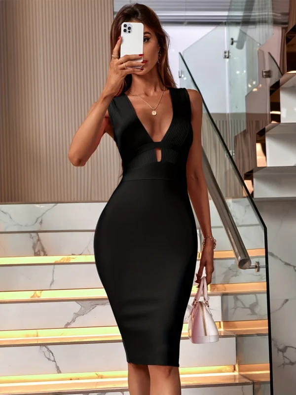 Women's Fashion Spring Summer Sexy Elegant Green Midi Backless Bodycon Bandage Dress Party Cocktail Evening Dress Clothes