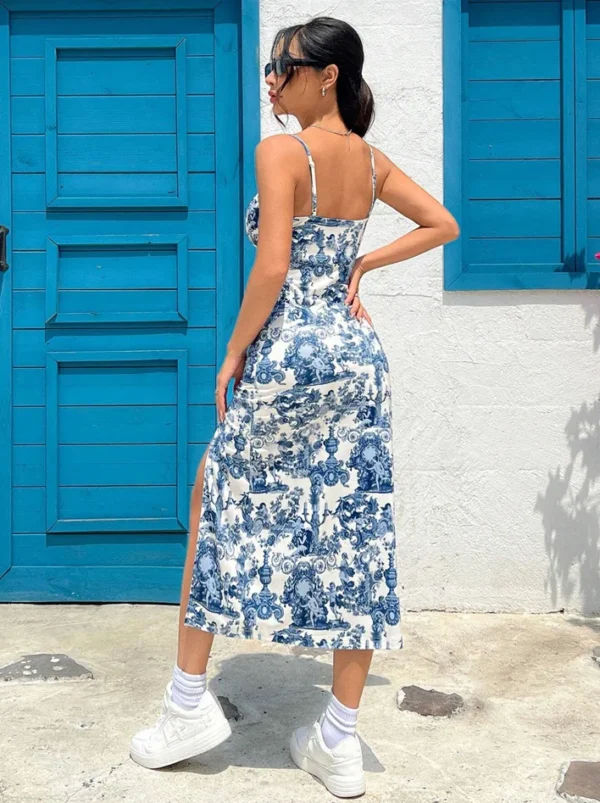 Fall 2025 Long Dress Strapless Wrap Chest High Slit Daisy Leopard Print Wrap around Skirt Maxi Dress - Imagen 2