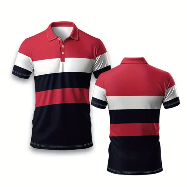 Men Polo Shirts Short Sleeve Men's Clothes Summer Oversized Sportswear Shirt Striped Polo Tees Fashion Man Pullover Tops - Imagen 4