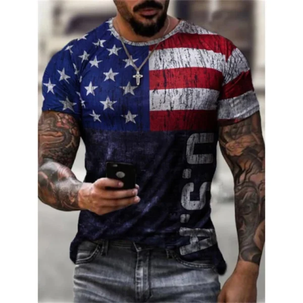 2023 T-SHIRT FOR MAN Fashion new 3D digital print summer hot-selling short-sleeve O neck men's sports retro style T-shirt Top - Imagen 5