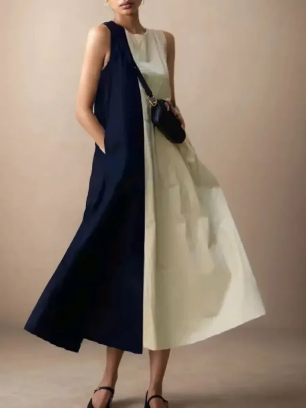 ZANZEA Fashion Women Sleeveless Long Sundress 2024 Summer Tank Shirt Dress Holiday Colorblock Robes Casual Round Neck Vestidos