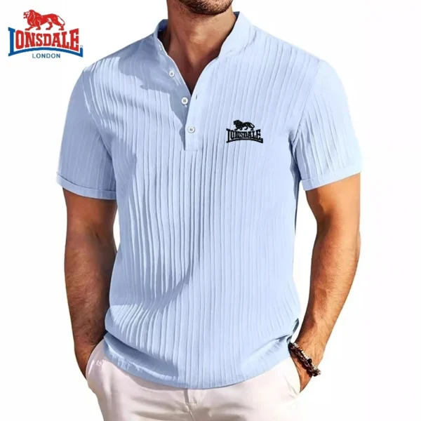 New Men's Embroidered Brand Striped Short Sleeved Henry Polo Shirt Summer Trend Luxury Fashion Casual Breathable T-shirt Top - Imagen 2