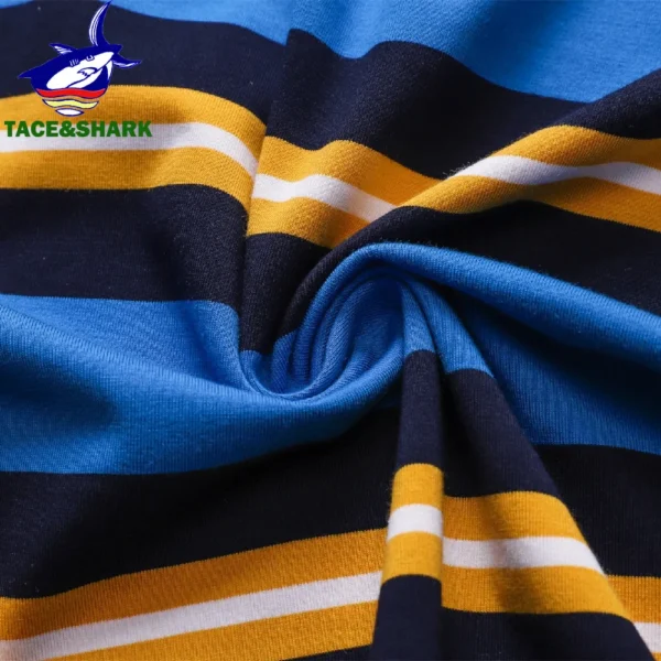 TACE&SHARK High-Quality Men's Polo Shirt - Comfortable Striped Design in Blue and Orange for Casual and Sporty Style Polo Homme - Imagen 4
