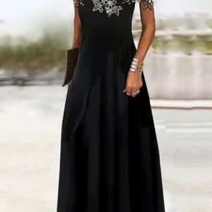 2024 Summer New Women's Printed Sleeveless Dress Loose Casual V-Neck Temperament Elegant Fashion Long Dresses