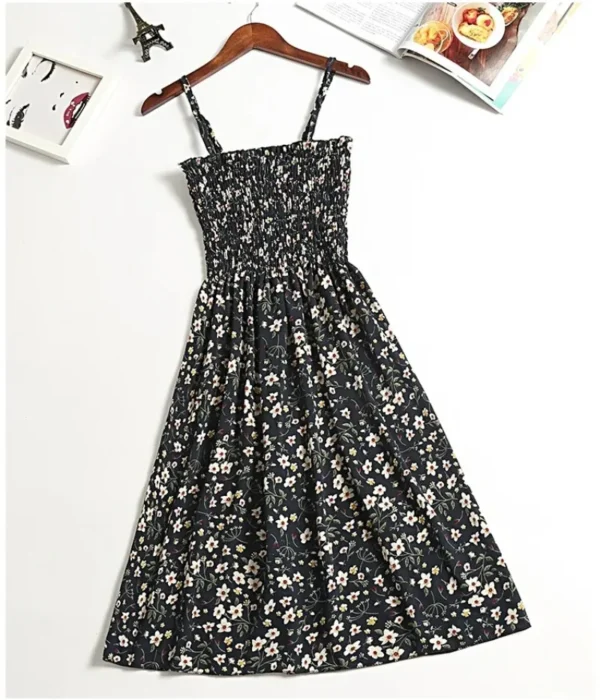 Summer Chiffon Camisole Sleeveless Dress Women Mini Dresses Fashion Elastic Waist Casual Spaghetti Strap Dresses Vestidos Girls - Imagen 6