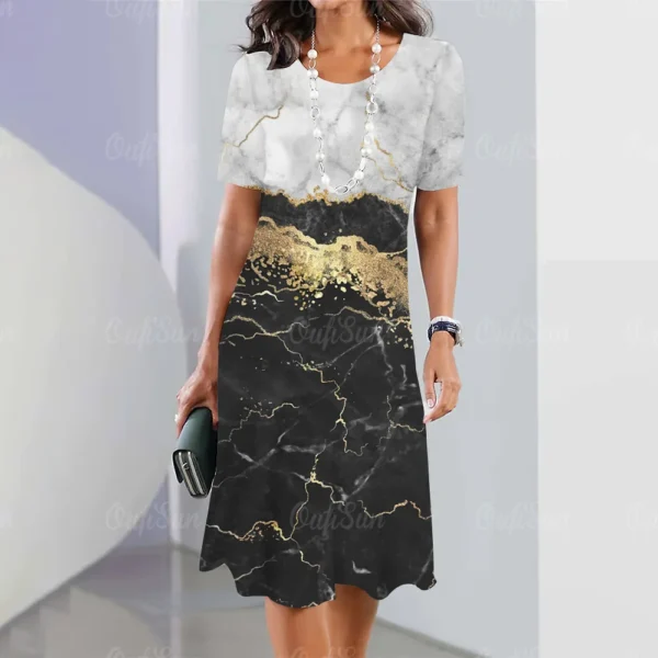 2024 New Women's Dresses Graphic Print Elegant & Beautiful Midi Dresses Plus Size Female Summer One-piece Dress Free Shipping - Imagen 5