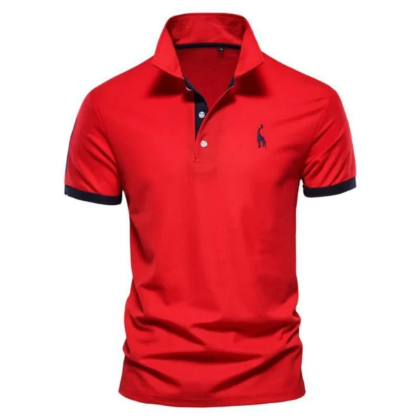 Men's sports casual POLO shirt, comfortable mesh embroidered fawn quick drying lapel short-sleeved polo shirt top T-shirt