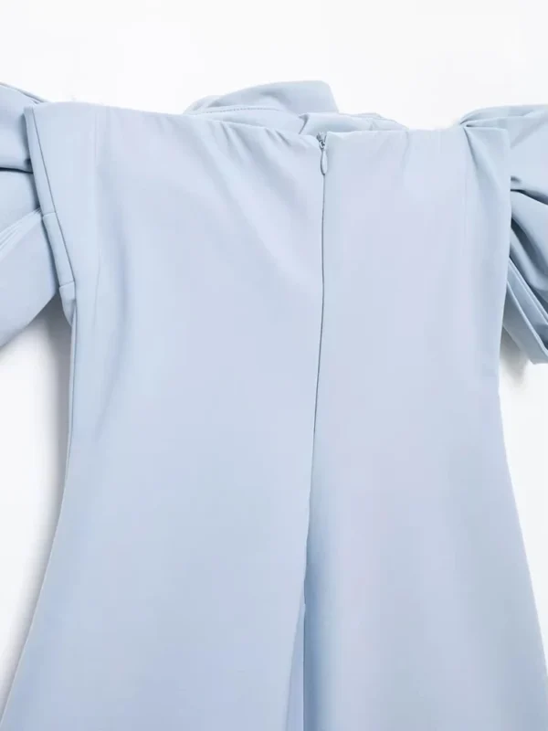 TRZA-Strapless Mini Dress with Bows for Women, Off the Shoulder, Straight Neck, Back Zipper, Female Dresses, Sexy Fashion - Imagen 5