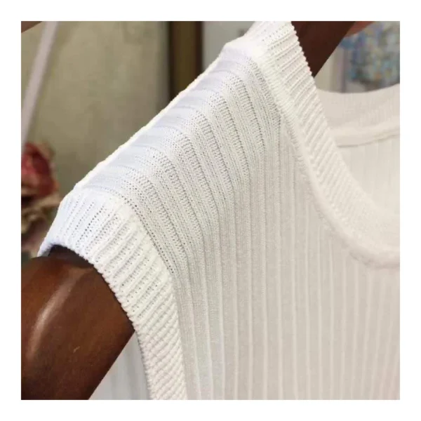2025 Summer New Fashion Knitted Vests O-neck Sleeveless Casual Thin Tops Sleeveless Blouse Women Shirt - Imagen 5