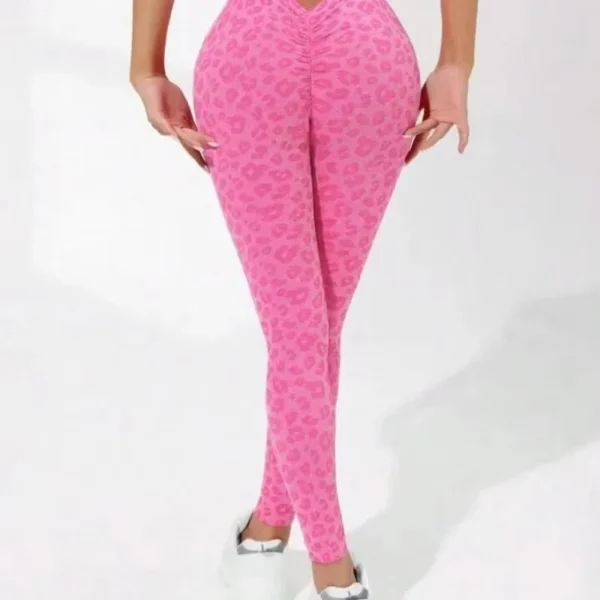 Women Leopard V Waist Leggings Semaless Slim Leggings Stretch High Waist Hip Liftting Sexy Yoga Tights Gym Running Sports Pants - Imagen 3