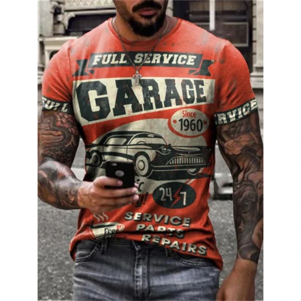 2023 T-SHIRT FOR MAN Fashion new 3D digital print summer hot-selling short-sleeve O neck men's sports retro style T-shirt Top - Imagen 3