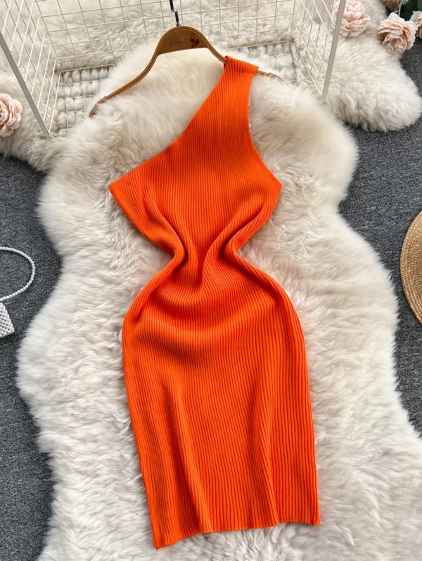 Solid New Chic Fashion Sexy Package Hips Mini Dress Women Summer Slim Elastic Knitted Party Dress Streetwear Lady Outfits - Imagen 2