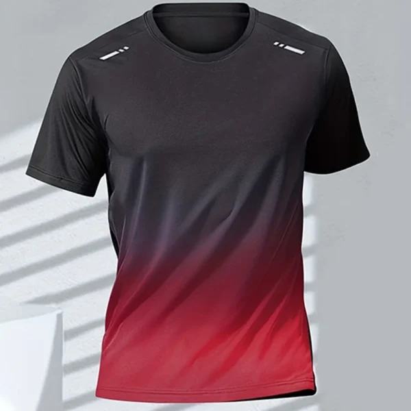 Men's T-Shirts Sports Fitness Sportswear Quick-Drying Gradient Short Sleeve Tops Outdoor Basketball Training Running Men Clothes - Image 3