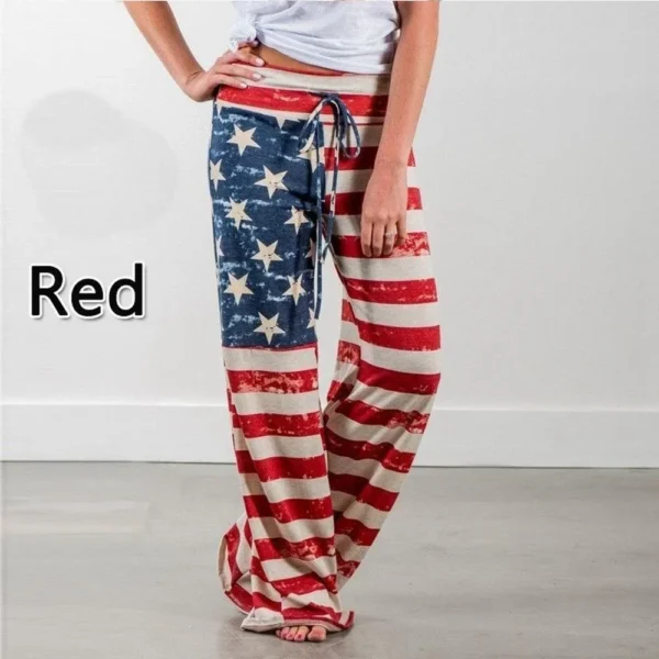S-8XL Fashion Women Casual Loose Stretch Printing Long Wide Leg Yoga Pants Drawstring Lounge Pants Pajama Pants - Imagen 3