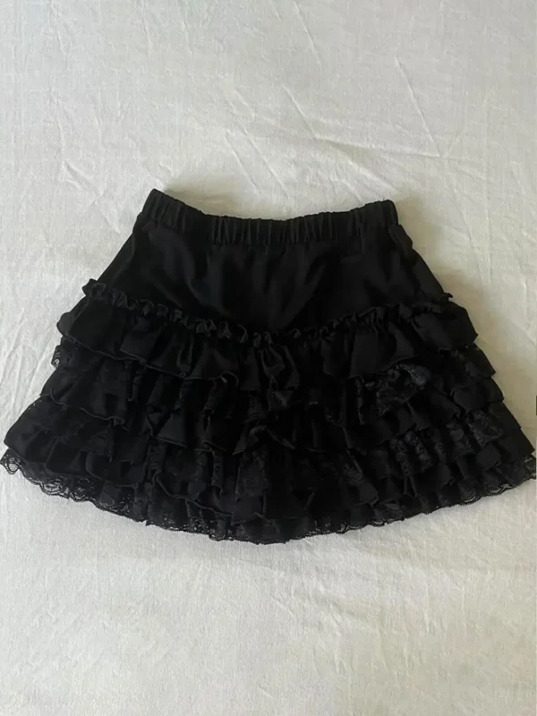 Goth 2Piece Set Y2k Slim Lace Sweet Womens Dresses Short Sleeve Button Party Dresses Harajuku Korea 90s Emo Grunge Summer Lolita - Imagen 3