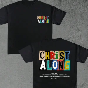 Christ Alone Print T-Shirt Men's Short Sleeve T-Shirt Minimalist Fashion Casual And Everyday Wear Street wear Men's Clothing
