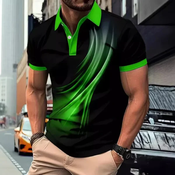 Fashion Gradient stripes Men's Polos T-Shirts Summer Short Sleeve 3D Print Street Trend Simple Male POLO T Shirt Casual Tops - Imagen 4