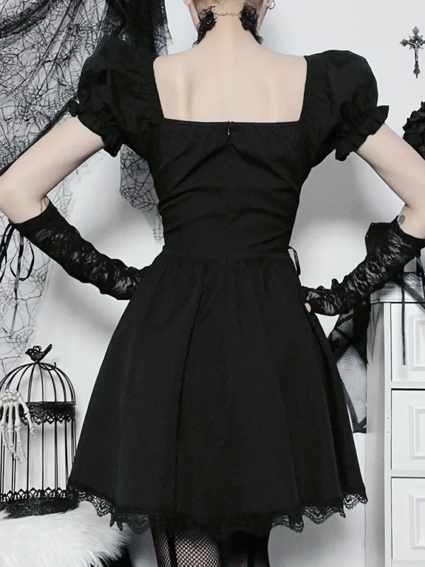 AltGoth Vintage Gothic Princess Dress Women Dark Harajuku Lace Up Cross Corset Dress Streetwear Partywear Lolita Dress Female - Imagen 6