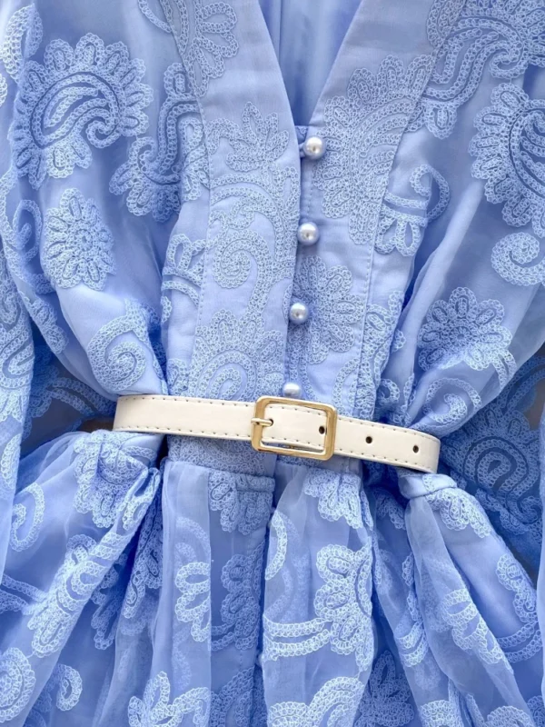 France Elegant Vintage Palace Evening Dress Women Embroidery Sashes Short Party Dress Female Design Casual Holiday Clothing New - Imagen 5