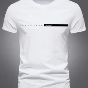 Summer men's casual sports loose oversized simple letter pattern printed round neck short sleeved T-shirt top