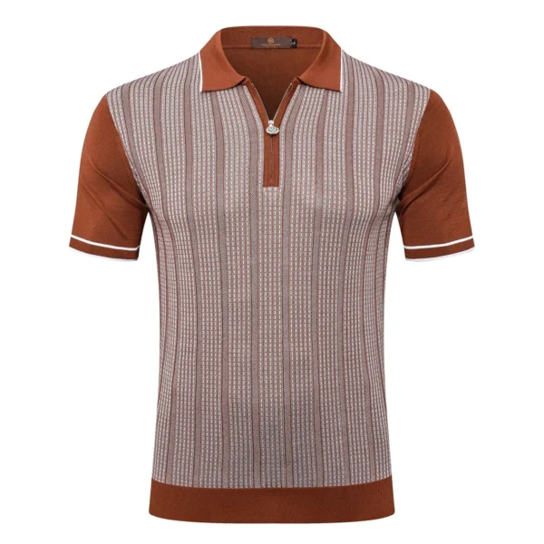 BILLIONAIRE BLSK CPRT polo shirt silk men 2025 summer New stripe embroidery elastic zipper comfort breathable big M-5XL T-Shirt - Imagen 2