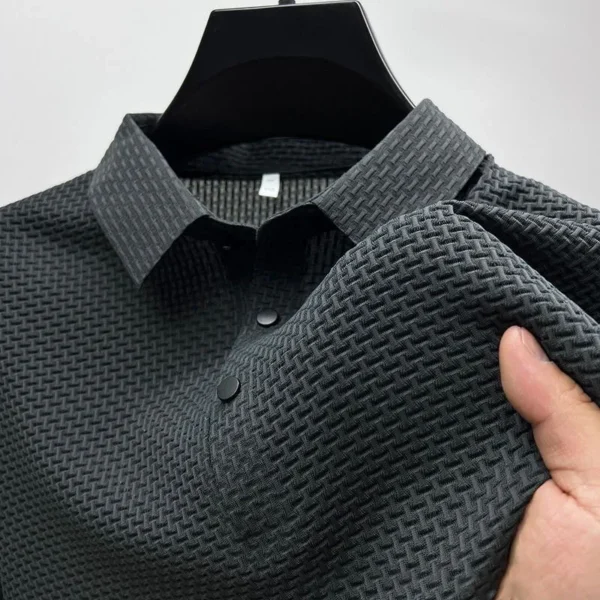 1pcs Summer Men Mesh Ice Silk T-shirt Men's Short-sleeved New T-sleeved Men's Polo Tee Shirt Solid Men Business Fashion Tops - Imagen 3