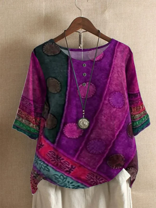Blouse Women's Fashion Loose Digital Printing Casual Top T-shirt Блузка Летняя Женская Shirts For Women Top Damski Bluzka Damska - Imagen 5